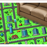 Ultra Soft Area Rug, Non Slip, Stain Resistant, Washable Area Rugs for Living Room, Bedroom, City-Themed Green Educational Playroom Carpet(Blue)