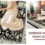 Ultra Soft Area Rug, Non Slip, Stain Resistant, Washable Area Rugs for Living Room, Bedroom, Chic Black Floral Elegance(Black)