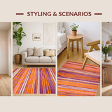 Ultra Soft Area Rug, Non Slip, Stain Resistant, Washable Area Rugs for Living Room, Bedroom, Playful Natural Fiber Aesthetic(Orange)