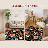 Ultra Soft Area Rug, Non Slip, Stain Resistant, Washable Area Rugs for Living Room, Bedroom, Chic Modern Insect Illustration(Black)