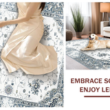 Ultra Soft Area Rug, Non Slip, Stain Resistant, Washable Area Rugs for Living Room, Bedroom, Sophisticated Vintage Trellis Look(White)