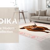 Ultra Soft Area Rug, Non Slip, Stain Resistant, Washable Area Rugs for Living Room, Bedroom, Rustic Whimsical Animal Illustration(Beige)
