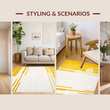 Ultra Soft Area Rug, Non Slip, Stain Resistant, Washable Area Rugs for Living Room, Bedroom, Chic Half Moon Bright Design(Yellow)