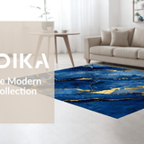 Ultra Soft Area Rug, Non Slip, Stain Resistant, Washable Area Rugs for Living Room, Bedroom, Modern Textured Geometric Fusion(Blue)