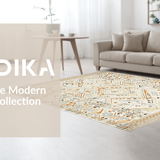 Ultra Soft Area Rug, Non Slip, Stain Resistant, Washable Area Rugs for Living Room, Bedroom, Rustic Warm Tiled Arrangement(Beige)