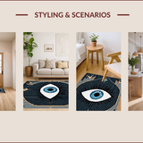 Ultra Soft Area Rug, Non Slip, Stain Resistant, Washable Area Rugs for Living Room, Bedroom, Boho Evil Eye Soft Cotton Runner(Blue)