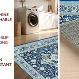 Ultra Soft Area Rug, Non Slip, Stain Resistant, Washable Area Rugs for Living Room, Bedroom, Rustic Blue Toned Geometric Motif(Blue)