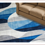 Ultra Soft Area Rug, Non Slip, Stain Resistant, Washable Area Rugs for Living Room, Bedroom, Geometric Blue Tones with Elegant Flair(Blue)