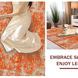 Ultra Soft Area Rug, Non Slip, Stain Resistant, Washable Area Rugs for Living Room, Bedroom, Elegant Soft Tiled Pattern Aesthetic(Orange)