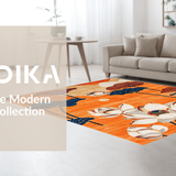 Ultra Soft Area Rug, Non Slip, Stain Resistant, Washable Area Rugs for Living Room, Bedroom, Tropical Floral Oasis Vibes(Orange)