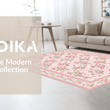Ultra Soft Area Rug, Non Slip, Stain Resistant, Washable Area Rugs for Living Room, Bedroom, Vibrant Whimsical Botanical Display(Pink)
