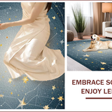 Ultra Soft Area Rug, Non Slip, Stain Resistant, Washable Area Rugs for Living Room, Bedroom, Whimsical Celestial Starburst Design(Blue)