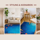 Ultra Soft Area Rug, Non Slip, Stain Resistant, Washable Area Rugs for Living Room, Bedroom, Tropical Aquatic Sanctuary Rug With Gentle Turtles Drifting Through Reefs(Blue)