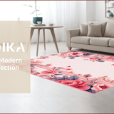 Ultra Soft Area Rug, Non Slip, Stain Resistant, Washable Area Rugs for Living Room, Bedroom, Soft Pastel Floral Living Room Washable Carpet(Pink)