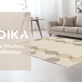 Ultra Soft Area Rug, Non Slip, Stain Resistant, Washable Area Rugs for Living Room, Bedroom, Rustic Textured Scalloped Aesthetic(Beige)