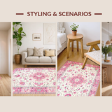 Ultra Soft Area Rug, Non Slip, Stain Resistant, Washable Area Rugs for Living Room, Bedroom, Rustic Soft Floral Texture(White)