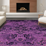 Ultra Soft Area Rug, Non Slip, Stain Resistant, Washable Area Rugs for Living Room, Bedroom, Stylish Transitional Symmetrical Elements(Purple)