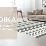 Ultra Soft Area Rug, Non Slip, Stain Resistant, Washable Area Rugs for Living Room, Bedroom, Elegant Neutral Striped Aesthetic(Black)