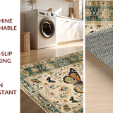 Ultra Soft Area Rug, Non Slip, Stain Resistant, Washable Area Rugs for Living Room, Bedroom, Modern Artistic Insect Arrangement(Beige)