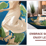 Ultra Soft Area Rug, Non Slip, Stain Resistant, Washable Area Rugs for Living Room, Bedroom, Space View World Rug for Entryway Decor(Blue)