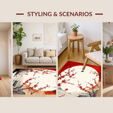 Ultra Soft Area Rug, Non Slip, Stain Resistant, Washable Area Rugs for Living Room, Bedroom, Warm Earthy Floral Arrangement(Red)