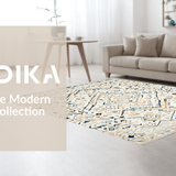 Ultra Soft Area Rug, Non Slip, Stain Resistant, Washable Area Rugs for Living Room, Bedroom, Rustic Ogee Patterned Charm(Beige)