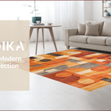 Ultra Soft Area Rug, Non Slip, Stain Resistant, Washable Area Rugs for Living Room, Bedroom, Vibrant Earthy Toned Composition(Orange)