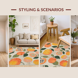 Ultra Soft Area Rug, Non Slip, Stain Resistant, Washable Area Rugs for Living Room, Bedroom, Blush Fruit Pattern Carpet Bright Orange Green White Design(Beige)