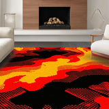 Ultra Soft Area Rug, Non Slip, Stain Resistant, Washable Area Rugs for Living Room, Bedroom, Contemporary Eruption Style Element(Red)