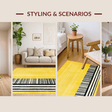 Ultra Soft Area Rug, Non Slip, Stain Resistant, Washable Area Rugs for Living Room, Bedroom, Rustic Minimalist Linear Arrangement(Yellow)