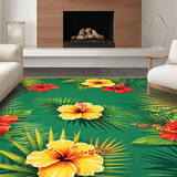 Ultra Soft Area Rug, Non Slip, Stain Resistant, Washable Area Rugs for Living Room, Bedroom, Tropical Floral Vintage Aesthetic(Green)