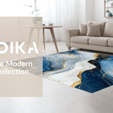 Ultra Soft Area Rug, Non Slip, Stain Resistant, Washable Area Rugs for Living Room, Bedroom, Trendy Minimalist Marble Effect(Blue)
