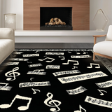 Ultra Soft Area Rug, Non Slip, Stain Resistant, Washable Area Rugs for Living Room, Bedroom, Chic Black and White Musical Aesthetics(Black)