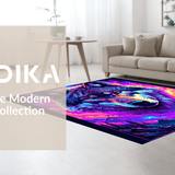 Ultra Soft Area Rug, Non Slip, Stain Resistant, Washable Area Rugs for Living Room, Bedroom, Fierce 3D Cosmic Wolf Design(Purple)