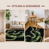 Ultra Soft Area Rug, Non Slip, Stain Resistant, Washable Area Rugs for Living Room, Bedroom, Chic Modernist Black Design(Black)