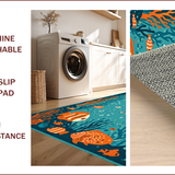 Ultra Soft Area Rug, Non Slip, Stain Resistant, Washable Area Rugs for Living Room, Bedroom, Vibrant Sea Life Motif(Blue)