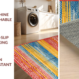 Ultra Soft Area Rug, Non Slip, Stain Resistant, Washable Area Rugs for Living Room, Bedroom, Striking Earthy Stripe Composition(Red)