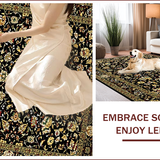 Ultra Soft Area Rug, Non Slip, Stain Resistant, Washable Area Rugs for Living Room, Bedroom, Chic Rustic Floral Medley(Black)