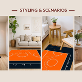 Ultra Soft Area Rug, Non Slip, Stain Resistant, Washable Area Rugs for Living Room, Bedroom, Dynamic Basketball Graphic Artistry(Orange)