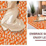 Ultra Soft Area Rug, Non Slip, Stain Resistant, Washable Area Rugs for Living Room, Bedroom, Artful Cheerful Botanical Print(Orange)
