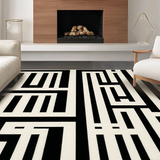 Modern Black and White Striped Area Unique Woven Design for Stylish Homes(Beige)