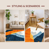 Ultra Soft Area Rug, Non Slip, Stain Resistant, Washable Area Rugs for Living Room, Bedroom, Bright Minimalist Circle Artwork(Orange)