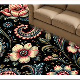 Ultra Soft Area Rug, Non Slip, Stain Resistant, Washable Area Rugs for Living Room, Bedroom, Paisley Floral Print(Black)