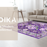 Ultra Soft Area Rug, Non Slip, Stain Resistant, Washable Area Rugs for Living Room, Bedroom, Gorgeous Floral Tassel Embellishment(Purple)