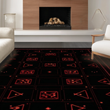 Ultra Soft Area Rug, Non Slip, Stain Resistant, Washable Area Rugs for Living Room, Bedroom, Stylish Retro Gaming Symbolism(Black)