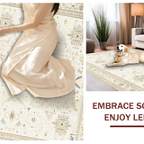 Ultra Soft Area Rug, Non Slip, Stain Resistant, Washable Area Rugs for Living Room, Bedroom, Transitional Neutral Textured Layers(Beige)