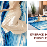 Ultra Soft Area Rug, Non Slip, Stain Resistant, Washable Area Rugs for Living Room, Bedroom, Serene Coastal Wave Aesthetic(Blue)