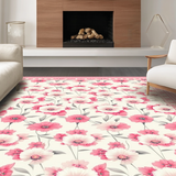 Ultra Soft Area Rug, Non Slip, Stain Resistant, Washable Area Rugs for Living Room, Bedroom, Trendy Cheerful Botanical Print(White)