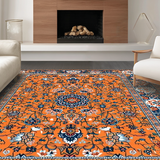 Ultra Soft Area Rug, Non Slip, Stain Resistant, Washable Area Rugs for Living Room, Bedroom, Elegant Earthy Toned Imagery(Orange)