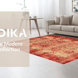 Ultra Soft Area Rug, Non Slip, Stain Resistant, Washable Area Rugs for Living Room, Bedroom, Luxurious Gold Accented Tribal Design(Red)